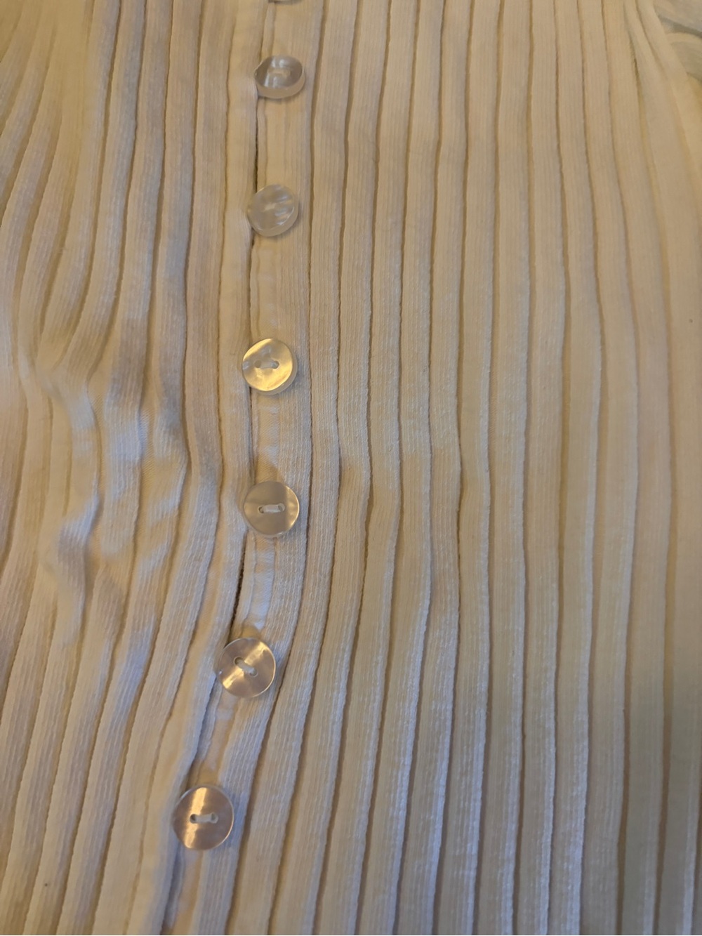 Free People Cream Ribbed Button-Front Top - Picture 2 of 4